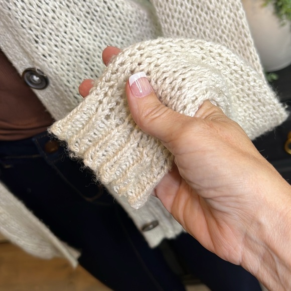 HOLLISTER Open Weave Cardigan Natural Ecru Beige Size XS / S - Picture 6 of 9